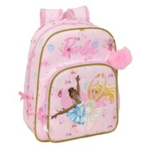 Safta Barbie Ballet Mochila Infantil - Portabotellas - Bolsillo Frontal - Adaptable a Carro - Hombreras Acolchadas - 26x34x11cm - Color Rosa