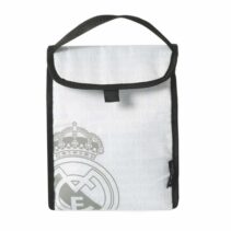 Safta Real Madrid Bolsa Isotermica Porta Alimentos - Plegable - Solapa con Velcro - Asa de Mano - 18.4x25.4x12.7cm - Color Blanco