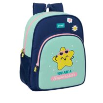 Safta Mr. Wonderful Estrella Mochila - 15L - Adaptable a Carro - Bolsillo Frontal - Portabotellas - Cremallera con Doble Tirador - Asa de Mano - Espalda Acolchada - 32x38x12cm - Color Turquesa Claro