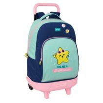 Safta Mr. Wonderful Estrella Mochila con Carro - Extraible - 33L - Portabotellas - Tarjeta de Identificacion Personal - Doble Tirador - Asa de Mano - Bolsillo Frontal - 33x45x22cm - Color Turquesa Claro