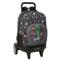 Safta Minecraft Graffiti Mochila con Carro - Extraible - 33L - Portabotellas - Tarjeta de Identificacion Personal - Ruedas Antivibracion - Doble Tirador - Asa - Bolsillo Frontal - 33x45x22cm - Color Gris
