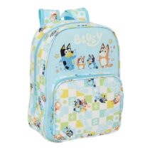 Safta Bluey Ready Mochila Infantil - Portabotellas - Bolsillo Frontal - Adaptable a Carro - Hombreras Acolchadas - 26x34x11cm - Color Azul Pastel