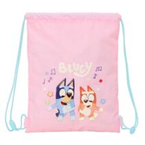 Safta Bluey Dance Saco Plano - Cierre con Cordones - Bolsillo Interior con Cremallera - 26x34x1cm - Color Rosa