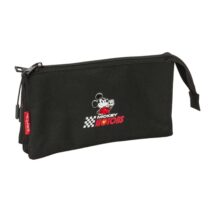 Safta Mickey and Friends Racing - Teen Portatodo - 3 Compartimentos con Cremallera - Bolsillo Interior Central - 22x12x3cm - Color Negro