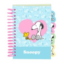 Safta Snoopy Bloc de Notas - Formato A6 - 80 Hojas de 80 g/m2 - Espiral - Tapas Duras - 4 Separadores Interiores - 10.5x14.8cm - Color Azul Claro