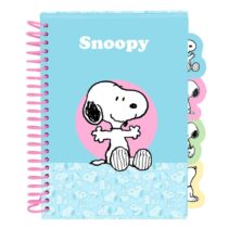 Safta Snoopy Bloc de Notas - Formato A5 - 80 Hojas de 80 g/m2 - Espiral - Tapas Duras - 4 Separadores Interiores - 14.8x2.1cm - Color Azul Claro