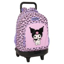 Safta Kuromi Mochila con Carro - Extraible - 33L - Portabotellas - Tarjeta de Identificacion Personal - Cremallera con Doble Tirador - Asa de Mano - Bolsillo Frontal - 33x45x22cm - Color Rosa