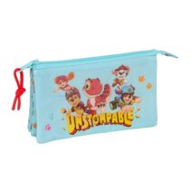 Safta Paw Patrol Dino Rescue Portatodo - 3 Compartimentos con Cremallera - Bolsillo Interior Central - 22x12x3cm - Color Azul Pastel