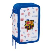 Safta F.C.Barcelona Preescolar Plumier de 3 Pisos - 37 Piezas - Goma - Lapiz - 2 Boligrafos - Sacapuntas - 2 Reglas - 16 Colores - 14 Rotuladores - 12.5x19.5x5.5cm - Color Blanco