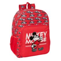 Safta Mickey and Friends Racing Mochila - Adaptable a Carro - Bolsillo Frontal - Portabotellas - Cremallera con Doble Tirador - Asa de Mano - Hombreras y Espalda Acolchada - 33x42x14cm - Color Rojo