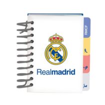 Safta Real Madrid Equipacion 26/27 Bloc de Notas - Formato A7 - 80 Hojas de 80 g/m2 - Espiral - Tapas Duras - 4 Separadores Interiores - 7.4x10.5cm - Color Blanco