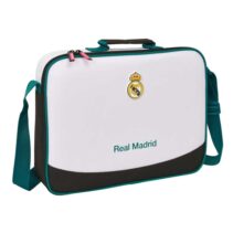 Safta Real Madrid Equipacion 26/27 Maletin con Cremallera - Bandolera Ajustable - Asa Forrada - Doble Tirador - Fondo Semirigido - 38x28x6cm - Color Blanco y Negro
