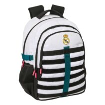 Safta Real Madrid Equipacion 26/27 Mochila para Portatil hasta 15.6" - Bolsillo Trasero Antirrobo - Cremallera Bidireccional - Transpirable - Ergonomica - 34x46x15cm - Color Blanco y Negro