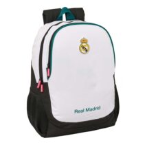 Safta Real Madrid Equipacion 26/27 Mochila - 23L - Adaptable a Carro - Hombreras y Espalda Acolchada - Portabotellas - Cremallera con Doble Tirador - Asa de Mano - 32x44x16cm - Color Blanco y Negro