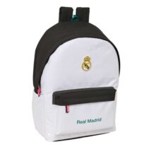 Safta Real Madrid Equipacion 26/27 Mochila para Portatiles hasta 15.6" - Bolsillo para Tablet hasta 11" - Antirrobo - Asa de Mano - Conector USB - Acolchada - 31x44x18cm - Color Blanco y Negro