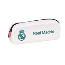 Safta Real Madrid Equipacion 26/27 Portatodo Cuadrado - Silicona - Cremallera - 18.5x7.5x5.5cm - Color Blanco