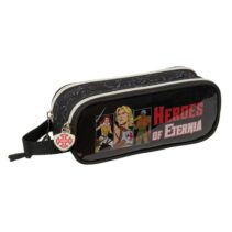 Safta Masters of the Universe Portatodo - 2 Compartimentos con Cremallera - Asa Lateral - Capacidad 1L - 21x8x6cm - Color Gris y Negro