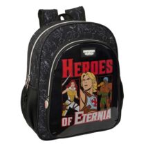 Safta Masters of the Universe Mochila - 15L - Adaptable a Carro - Bolsillo Frontal - Portabotellas - Cremallera con Doble Tirador - Asa de Mano - Espalda Acolchada - 32x38x12cm - Color Gris y Negro