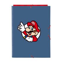 Safta Super Mario Carpeta de 3 Solapas - Formato Folio - Cierre con Gomas Elasticas - Tapas Duras Forradas - 26x33.5x2.5cm - Color Rojo y Azul