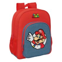Safta Super Mario Mochila - 15L - Adaptable a Carro - Bolsillo Frontal - Portabotellas - Cremallera con Doble Tirador - Asa de Mano - Hombreras y Espalda Acolchada - 32x38x12cm - Color Rojo y Azul