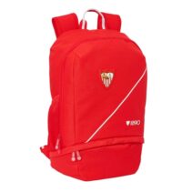 Safta Sevilla FC Mochila Zapatillero - Cremallera con Doble Tirador - Bolsillo Interior - Portabotellas - Asa de Mano - 28x51x19cm - Color Rojo