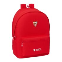Safta Sevilla FC Mochila para Portatiles hasta 15.6" - Bolsillo para Tablet hasta 11" - Antirrobo - Asa de Mano - Conector USB - Cremallera - Doble Tirador - Acolchada - 31x44x18cm - Color Rojo