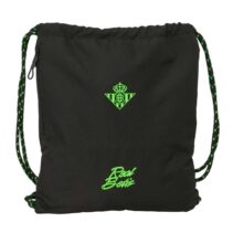 Safta Real Betis Balompie Saco de Deporte - Cierre con Cordones - Bolsillo Lateral con Cremallera - 35x40x1cm - Color Negro y Verde