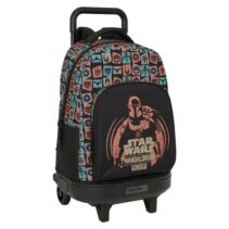 Safta Mandalorian and Grogu Mochila con Carro - Extraible - 33L - Portabotellas - Tarjeta de Identificacion Personal - Cremallera con Doble Tirador - Asa - Bolsillo Frontal - 33x45x22cm - Color Negro