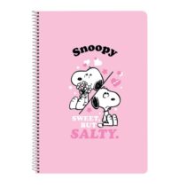 Safta Snoopy Libreta con Espiral - Formato Folio - 80 Hojas de 80g/m2 - Cuadricula 4x4mm - Tapas Duras Glasofonadas - 21.5x31x1cm - Color Rosa