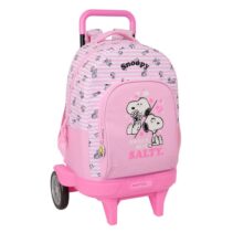 Safta Snoopy Mochila con Carro - Extraible - 33L - Portabotellas - Tarjeta de Identificacion Personal - Ruedas Antivibracion - Asa de Mano - Bolsillo Frontal - 33x45x22cm - Color Rosa