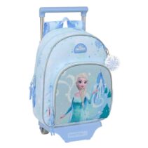 Safta Frozen Mochila con Carro - Extraible - Portabotellas - Bolsillo Frontal - Asa de Mano - 28x34x10cm - Color Azul Pastel
