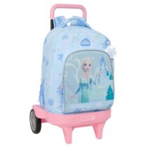 Safta Frozen Mochila con Carro - Extraible - 33L - Portabotellas - Tarjeta de Identificacion Personal - Ruedas Antivibracion - Doble Tirador - Asa - Bolsillo Frontal - 33x45x22cm - Color Azul Pastel