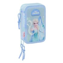 Safta Frozen Plumier de 3 Pisos - 37 Piezas - Goma - Lapiz - 2 Boligrafos - Sacapuntas - 2 Reglas - 16 Colores - 14 Rotuladores - 12.5x19.5x5.5cm - Color Azul Pastel