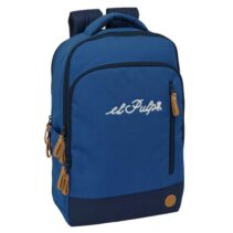 Safta el Pulpo Mochila para Portatiles hasta 15.6" - Portabotellas - Cremallera con Doble Tirador - Bolsillo para Tablet hasta 10.6" - Conector USB - Acolchada - 29x44x15cm - Color Azul Marino