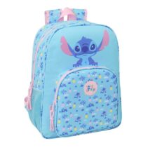 Safta Stitch Waves Mochila - Adaptable a Carro - Bolsillo Frontal - Portabotellas - Cremallera con Doble Tirador - Asa de Mano - Hombreras y Espalda Acolchada - 33x42x14cm - Color Azul Claro