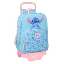 Safta Stitch Waves Mochila con Carro - Extraible - Portabotellas - Bolsillo Frontal - Cremallera con Doble Tirador - Asa de Mano - 33x42x14cm - Color Azul Claro