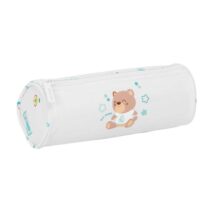 Safta Real Madrid Preescolar Portatodo Redondo - Cremallera con Tirador - 20x7x7cm - Color Blanco