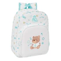 Safta Real Madrid Preescolar Mochila Infantil - Portabotellas - Bolsillo Frontal - Adaptable a Carro - Hombreras Acolchadas - 26x34x11cm - Color Blanco