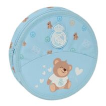 Safta Real Madrid Preescolar Plumier Redondo - 18 Piezas - Cremallera - Goma - Lapiz - 6 Colores - 8 Rotuladores - 2 Sacapuntas - 21x3.5cm - Color Azul