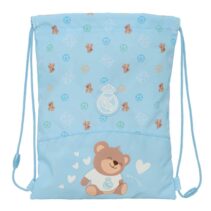Safta Real Madrid Preescolar Saco Plano Infantil - Cierre Mediante Cordones - Bolsillo Interior con Cremallera - Seguridad Antiestrangulamiento - 26x34x1cm - Color Azul