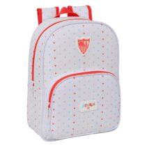 Safta Sevilla FC Preescolar Mochila Infantil - Portabotellas - Bolsillo Frontal - Adaptable a Carro - Hombreras Acolchadas - 26x34x11cm - Color Blanco y Rojo