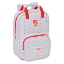 Safta Sevilla FC Preescolar Mochila Infantil - Tarjeta de Identificacion Personal - Bolsillo Frontal - Hombreras Acolchadas - 20x28x8cm - Color Blanco y Rojo