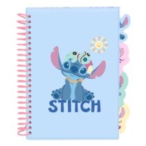 Safta Stitch Bloc de Notas - Formato A5 - 80 Hojas de 80 g/m2 - Espiral - Tapas Duras - 4 Separadores Interiores - 14.8x2.1cm - Color Azul Pastel