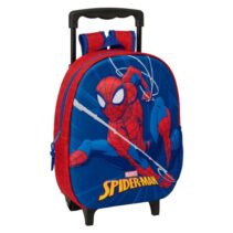 Safta Spider-Man Mochila con Carro - Portabotellas - Hombreras Acolchadas - Asa de Mano - 27x33x10cm - Color Rojo y Azul