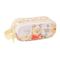 Safta Winnie the Pooh Portatodo 3D - 2 Compartimentos con Cremallera - Asa Lateral - Capacidad 1L - 21x8x6cm - Color Amarillo Pastel