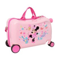 Safta Minnie Mouse Baby Maleta Trolley Infantil - Reposapies - Bandolera Ajustable - Asas de Mano - Tiradores con Ranura para Candado - Interior Forrado - 44x27x21cm - Color Rosa