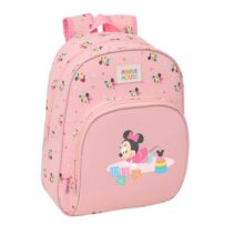 Safta Minnie Mouse Baby Mochila Infantil - Portabotellas - Bolsillo Frontal - Asa de Mano - Adaptable a Carro - Hombreras Acolchadas - 28x34x10cm - Color Rosa Pastel
