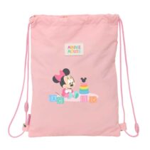 Safta Minnie Mouse Baby Saco Plano - Cierre con Cordones - Bolsillo Interior con Cremallera - 26x34x1cm - Color Rosa Pastel