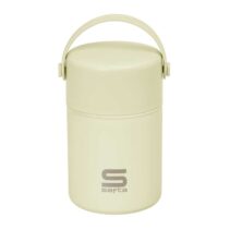 Safta Termo para Alimentos - Acero Inoxidable - Cuchara Plegable - Base de Silicona - Asa Superior - 12h Caliente - 24h Frio - Acero Inoxidable - 10.5x17x10.5cm - Color Crema