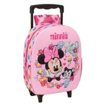 Safta Minnie Mouse Mochila con Carro - Portabotellas - Hombreras Acolchadas - Asa de Mano - 27x33x10cm - Color Rosa